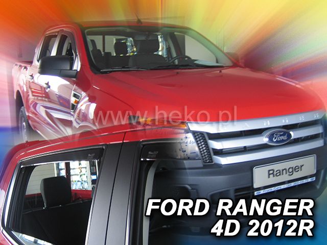 Protiprůvanové plexi, ofuky oken Ford Ranger 4D 2012r => 4ks přední+zadní HDT