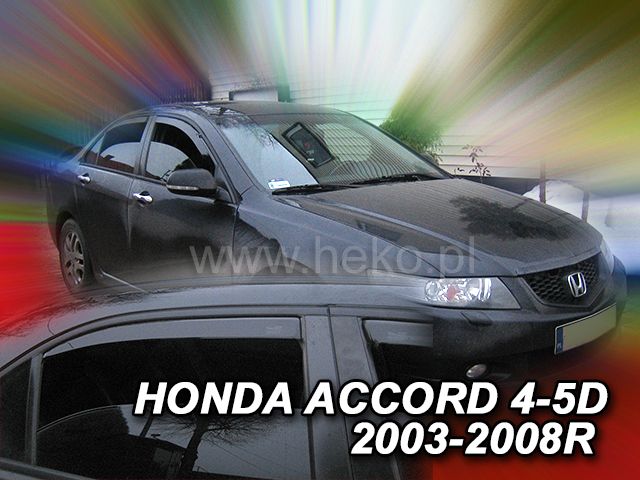 Protiprůvanové plexi, ofuky oken Honda Accord 4D 2003-2008r sedan, 4 ks přední+zadní HDT