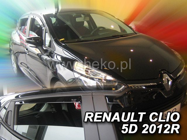 Protiprůvanové plexi, ofuky oken Renault Clio IV 5D 2012r =>, 4ks přední+zadní HDT