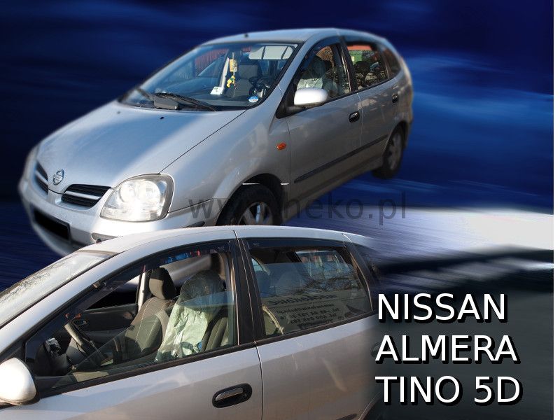 Protiprůvanové plexi, ofuky oken Nissan Almera Tino 5D 2001r =>, 4ks přední+zadní HDT