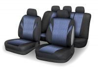 Autopotahy Poly modrá Univerzální na auto s atestem na airbag, zipem dělená lavice Compass
