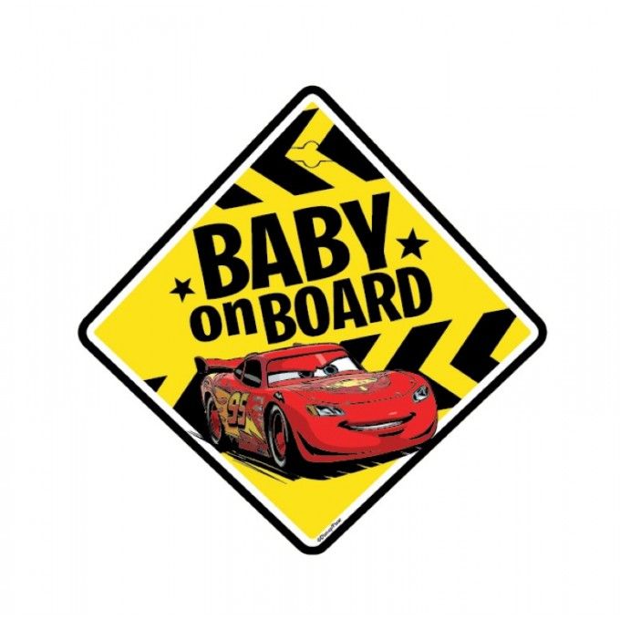 Dítě v autě na přísavku Cars Blesk Mcqueen, baby on board 12,5 x 12,5 cm Disney
