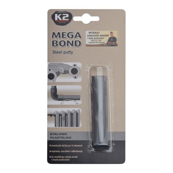 K2 MEGA BOND 40 g - ocelová plastelína na opravu a obnovu dílů (blistr), B323