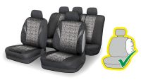 Autopotahy JACK III černo-šedé Univerzální na auto s atestem na airbag, zipem dělená lavice Compass