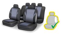 Autopotahy Poly strakaté Univerzální na auto s atestem na airbag, zipem dělená lavice Compass