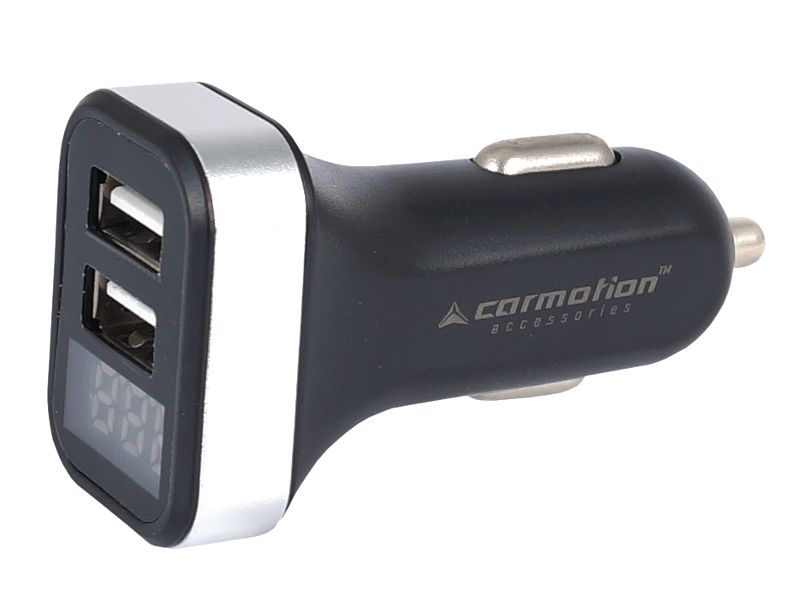 Zástrčka do zapalovače 2x USB výstupem 2,1 a 1A s voltmetrem 12V/24V CARMOTION (POLAND)