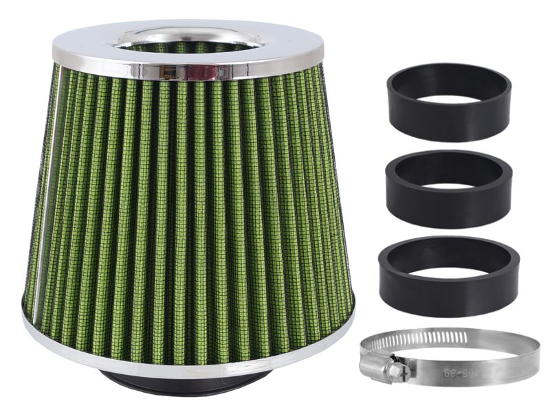 Sportovní filtr vzduchový zelený/chrom UNI 155x130x120mm, adaptér 60,63,70mm, 86008 CARMOTION (POLAND)