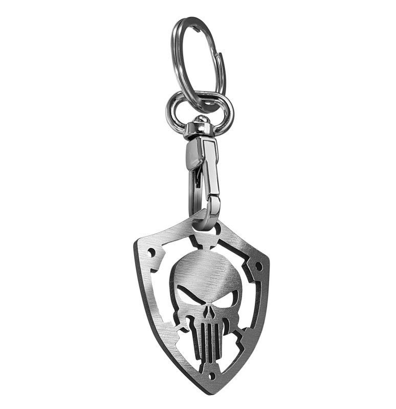 Přívěsek na klíče lebka, kovový, stříbrný AVISA