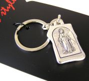 Přívěsek na klíče svatý Kryštof, kovový, stříbrný AVISA
