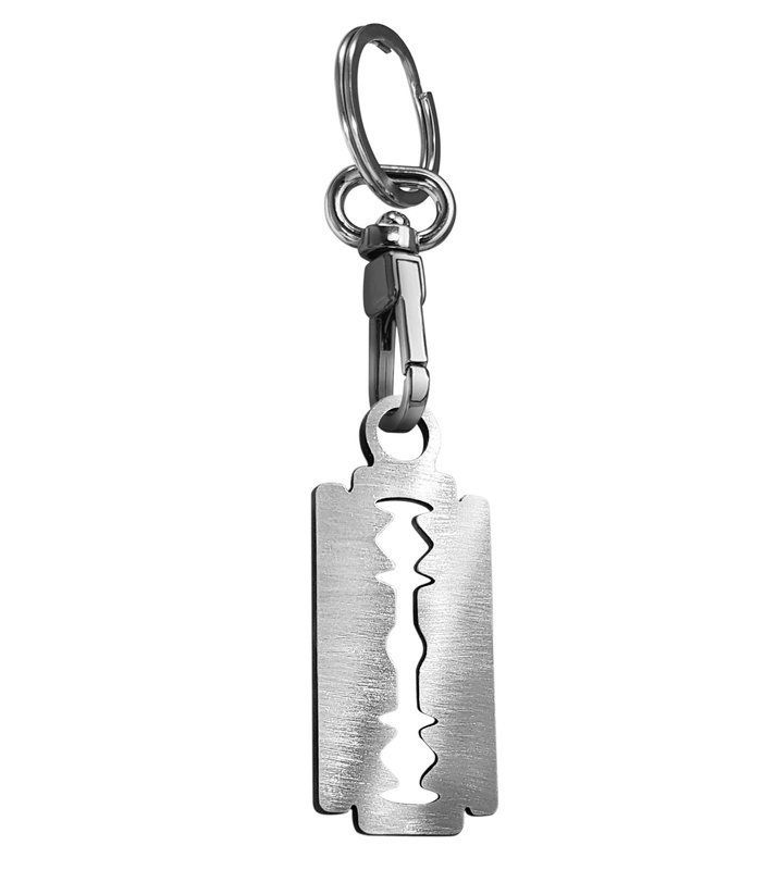 Přívěsek na klíče žiletka, kovový, stříbrný AVISA