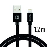 Datový kabel textilni USB/Lightning SWISSTEN, černý, 45563