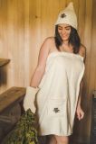 Kilt do sauny dámský, krémový, 100 % bavlna