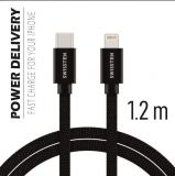 Kabel USB-C / Lightning, 1,2 m, SWISSTEN černý, 45585