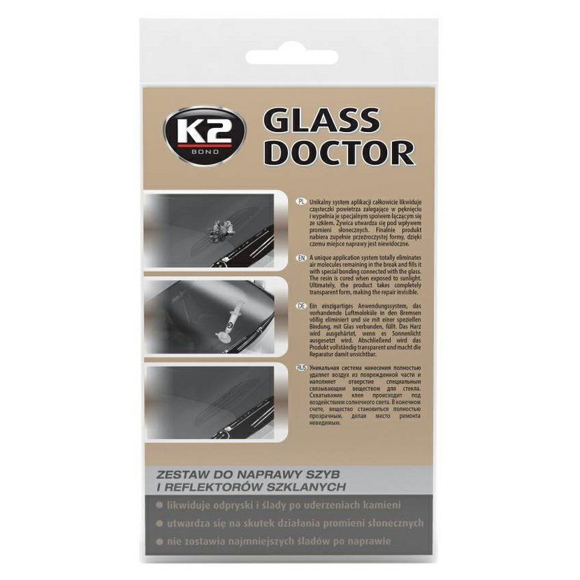 K2 GLASS DOCTOR 0,8 ml - sada na opravu čelního skla a světlometů, B350 K2 (Poland)