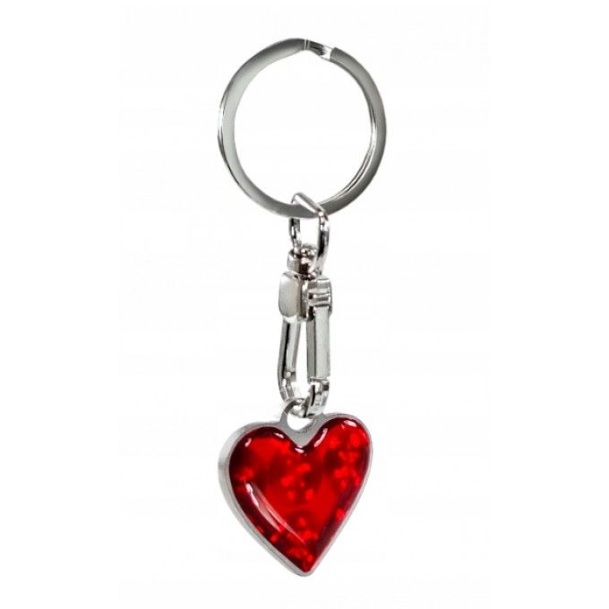 Přívěsek na klíče červené srdce, kovový, stříbrný AVISA