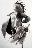 Samolepka ozdobná sexy dívka bojovnice 14,5 x 9,5 cm