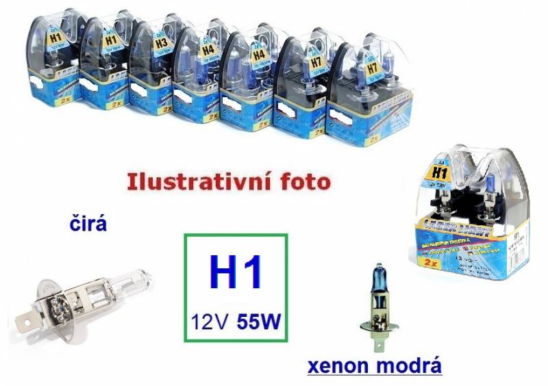 ŽÁROVKA Xenon halogen modrá H1 12V 55W, 2ks